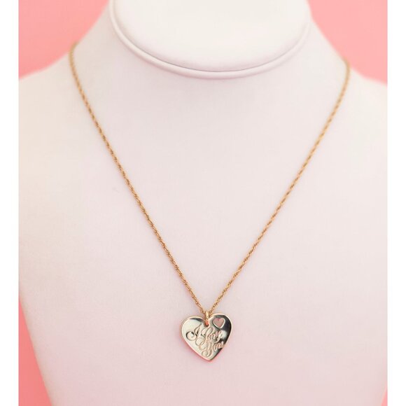 Vintage "I Love You' Gold Tone Heart Necklace by Avon 20 inch - P15 - Picture 3 of 4